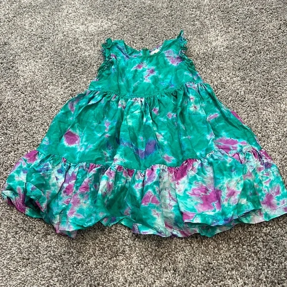 EUC Pink Chicken Kelsey Silk Dress in Magenta Green Tie Dye Sz 3